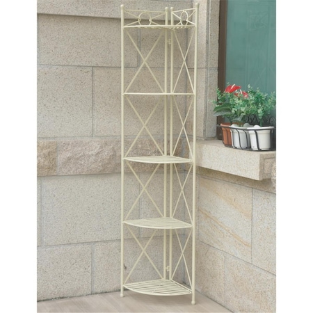 International Caravan 5-Tier Iron Corner Shelf, White 3533